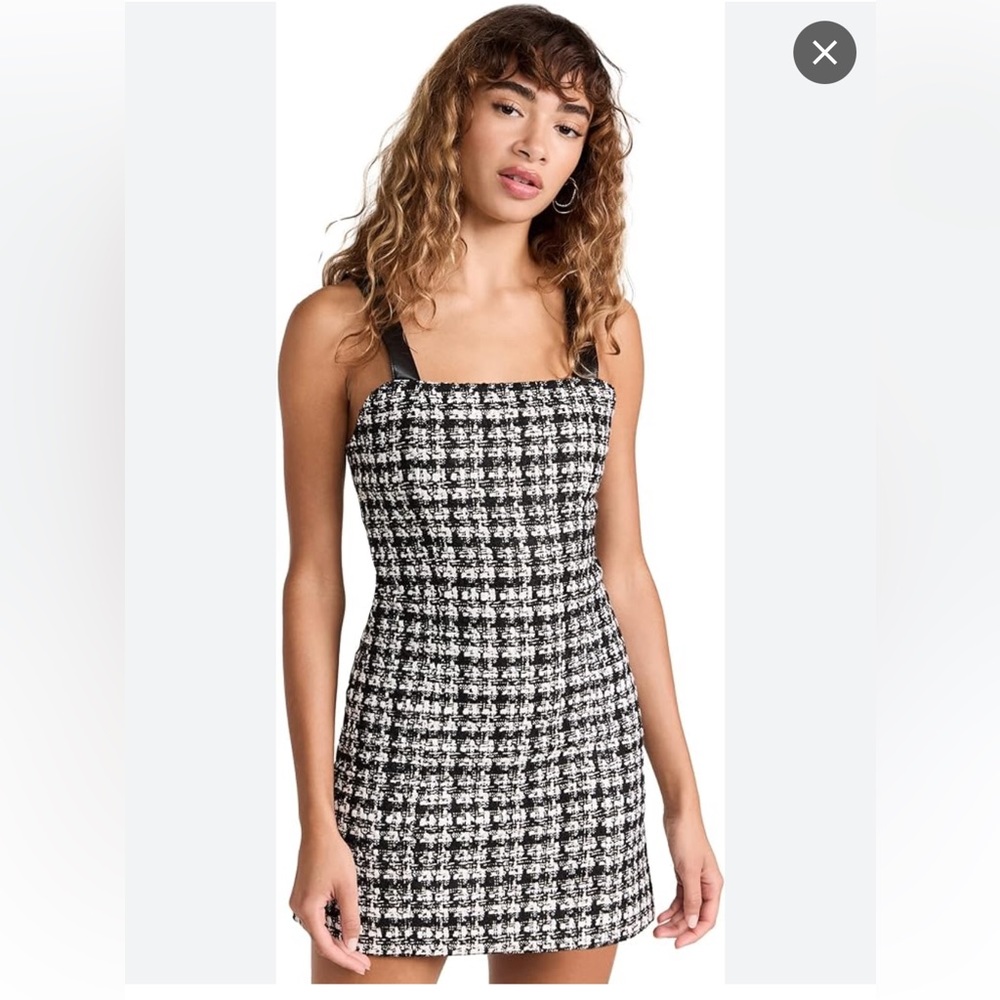 Alice + Olivia Faux Leather & Tweed Dress